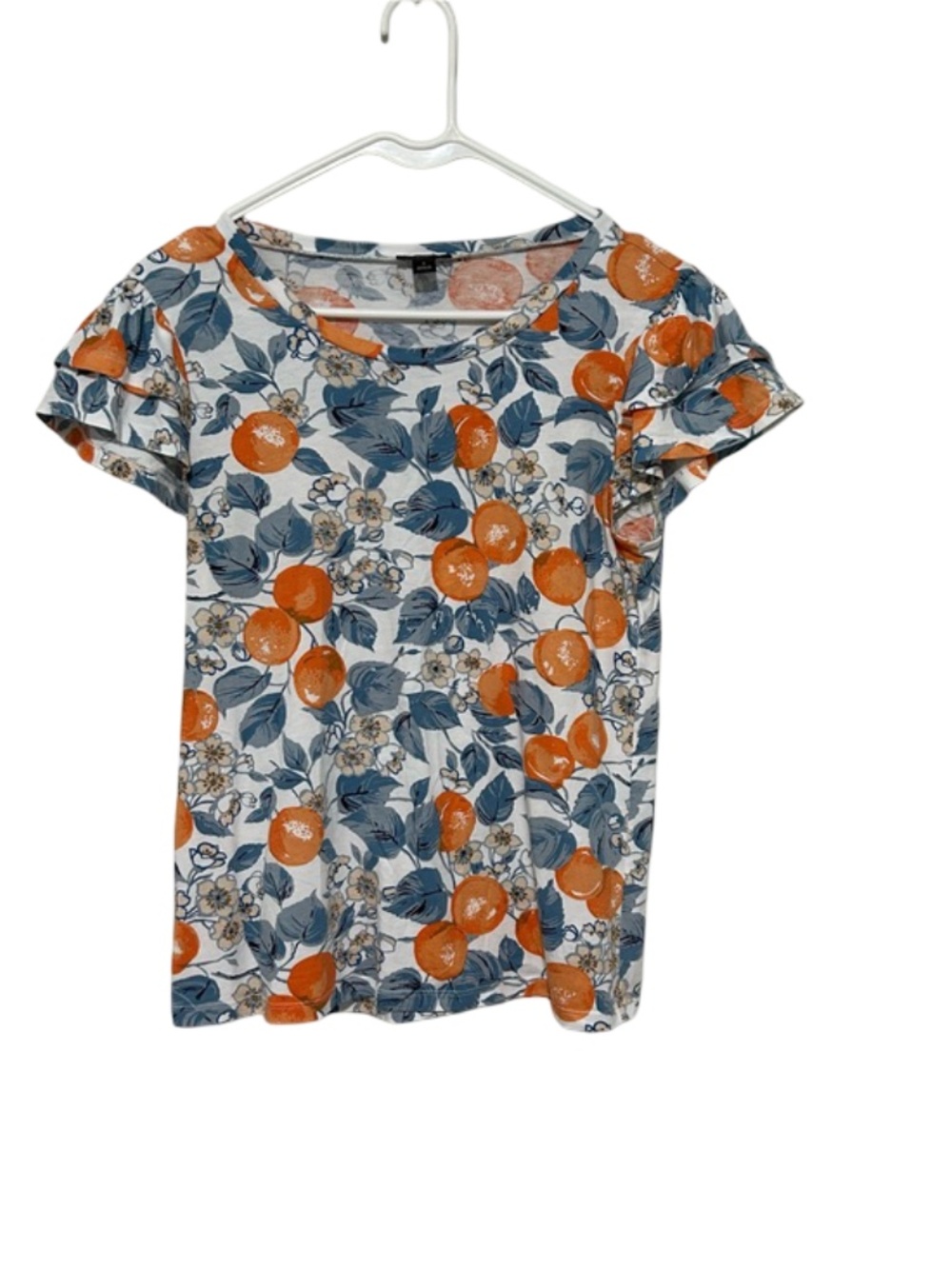 Ann Taylor Small Orange Blue Print Blouse